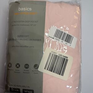 Twin Basics Extra Deep Pocket Fitted Sheet 21" Double Brushed Microfiber Blush
